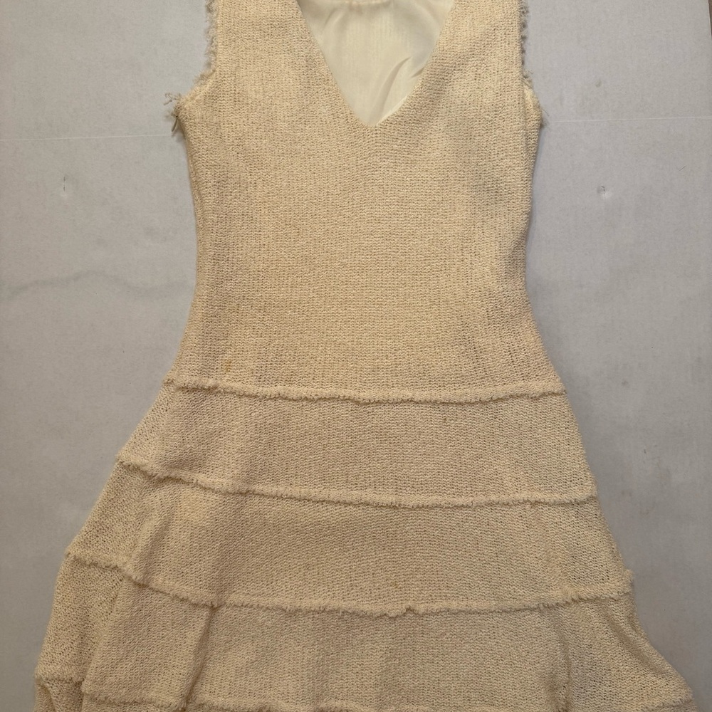 Zara Woman’s Small Knit Cream Textured Mini Dress - Picture 4 of 10